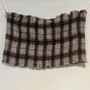 Plaid Strapless Crop Top
